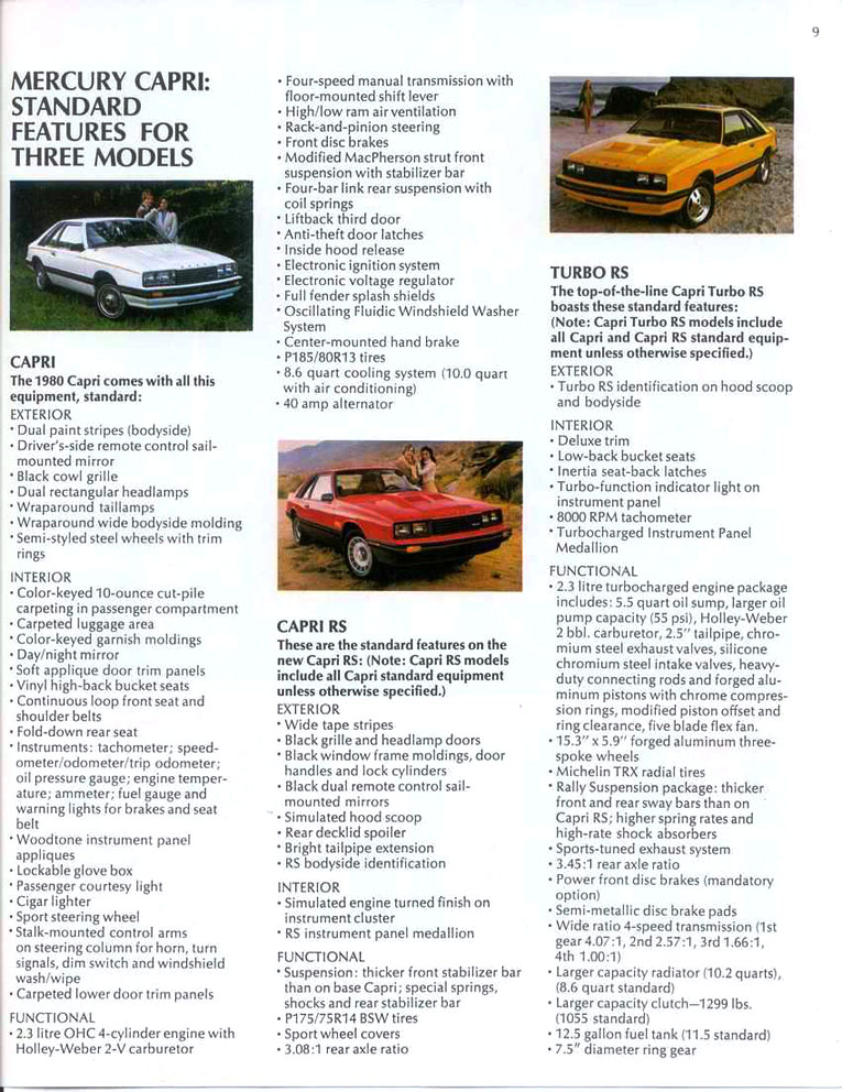 1980 Mercury Capri Brochure Page 1